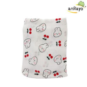 Muslin Swaddle Blanket (100 % Bamboo)_Cherry Rabbit