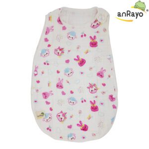Baby Sleeping Bag (6-Layer 100% Cotton Muslin) Size S_Pinky Rabbit