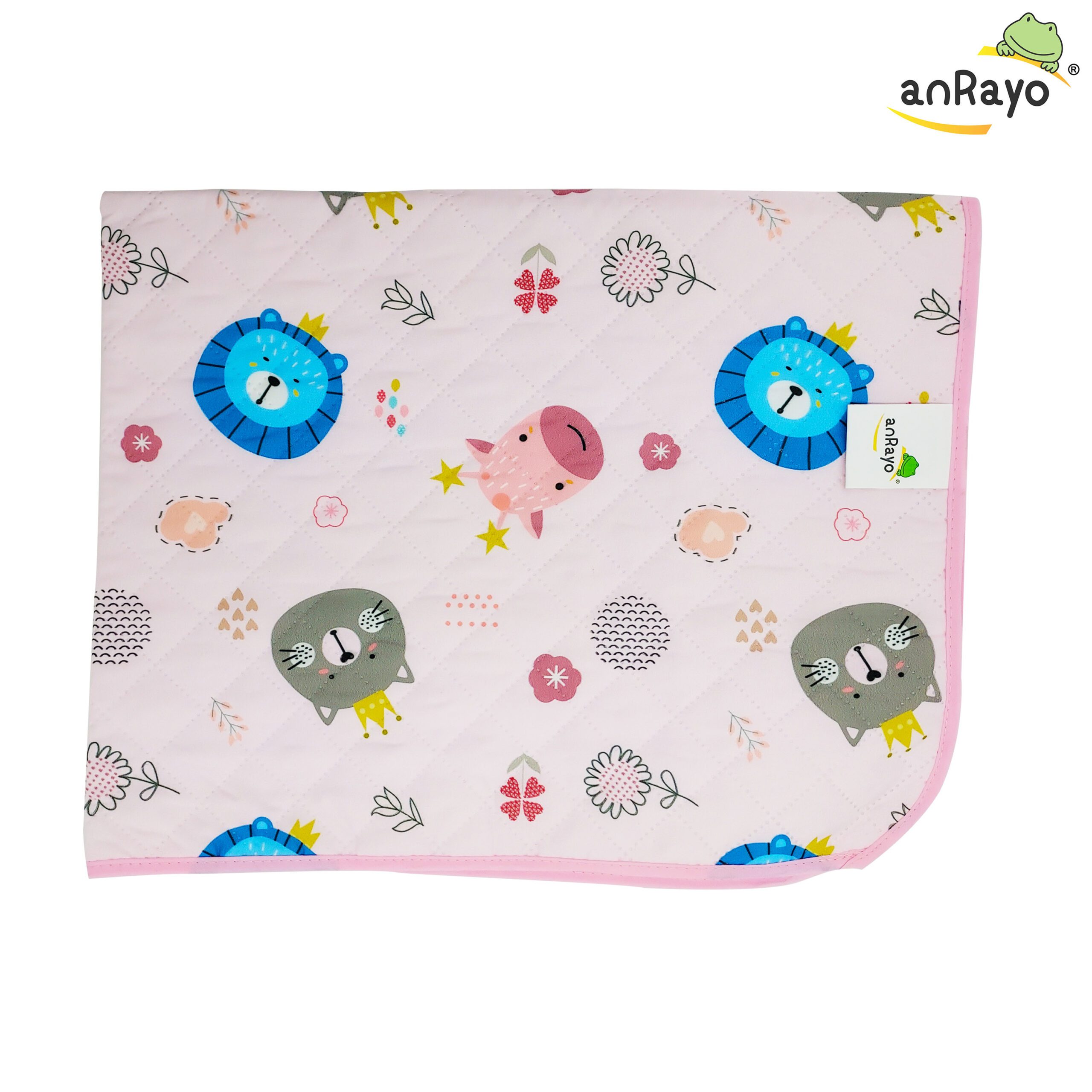 Diaper Changing Mat (Top Layer-Polyester)_Pink Cow - Image 3